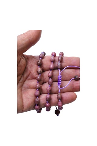 Damla Kesim Rodonit Bileklik Makrome Ayarlı 414-5 Koyu Pembe