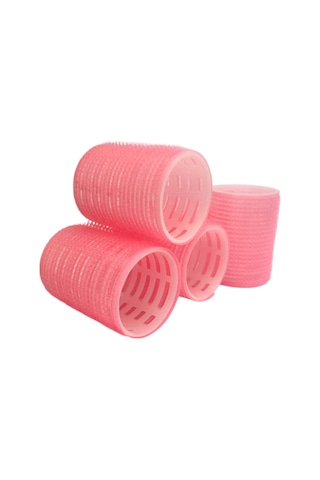 Croc 4lü Orta Boy Plastik Bigudi Pembe Cb22 - Cırtlı Yapışkanlı Saç Bigudisi Pembe