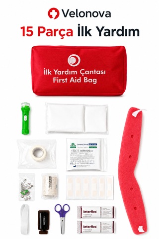 15 Parça İlk Yardım Çantası Araç, Ev Ve İş Yeri İçin Acil Yardım Seti