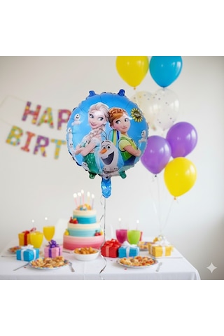 145 Cm Frozen Elsa Anna Olaf Folyo Balon 18 İnç - Doğum Günü Parti Dekorasyon Balonu Çok Renkli
