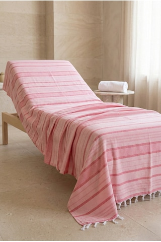 Çift Kişilik Pike 180x220 Cm Çizgili Çok Renkli %70 Pamuk %30 Polyester Dört Mevsim Kullanım Türkiye Üretim Tek Parça Pike Pembe
