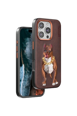 Venco - 633 - Apple iPhone Uyumlu 16 Pro Perma Desenli Kapak - Glblseme - - Kahverengi