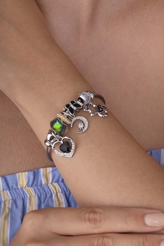 Ayıcık Kalp Kelebek Figürlü Beyaz Altın Kaplama Kadın Çelik Charm Bileklik Renkli