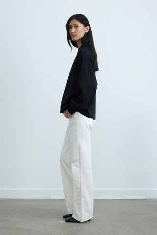 Suud Collection Siyah Dune Oversize Manşetli Tişört