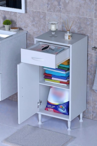 Eliusta Fre 45 Cm Çok Amaçlı Dolap 1 Raflı Tek Çekmeceli Banyo Mutfak Dolabı 45x88x32,5 Cm Organizer Dolap Beyaz