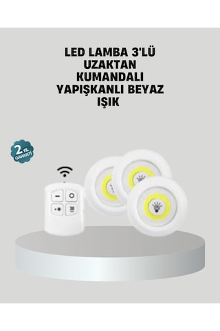 Northcity Uzaktan Kumandalı 3 Lü Ayarlanabilir Spot Led Işık Seti - Kablosuz Ve Enerji Tasarruflu Ev Dekorasyonu Beyaz - Gün Işığı