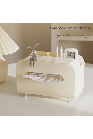 Springsun Mutfak Ve Oturma Odası Kullanıma Uygun Çok Fonksiyonlu Tissue + Kumanda Tutucu Sakura Pembe Light Luxury Stil Masaüstü Organizer Kutusu