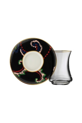Sandro Moreno 1453 Desen Yağmuru Line Gold 12 Parça 6 Kişilik Çay Seti 110 Ml Renkli