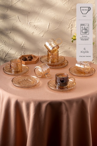 Emsan Çifte Kavrulmuş 100 Ml 6'lı Kahve Fincan Takımı Kahverengi