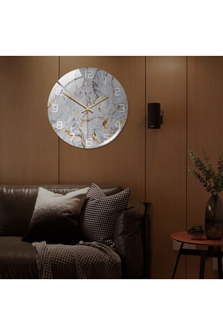 Mufunye Modern Minimalist Mermer Desenli Saat: Oturma Odası, Ofis, Yatak Odası Dekorasyonu, Sessiz Çalışma Çok Renki