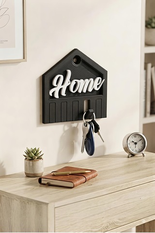 Home Yazılı Anahtarlık Askısı Siyah - Beyaz