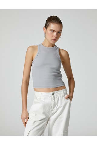 Koton Basic Halter Yaka Atlet Ribanalı Pamuklu Gri 4sal30065ık 4SAL30065IK031 Gri