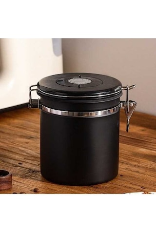 Fortunelane 1.8l Siyah 304 Çelik Muhafaza Kavanozu: Kahve, Kuruyemiş, Çay İçin Hafif Açma Kapağı Ve Spor Spoonlu Diğer Diğer