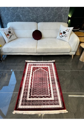 Seccade Dokuma Halı Seccade Püsküllü 80x125 Bordo