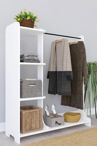 Tarz Portmanto Ayaklı Elbise Askısı Ve Konfeksiyon Askılık Elbise Dolabı Beyaz Beyaz
