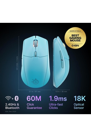 Steelseries Rival 3 Wireless Gen 2 Oyuncu Faresi 2.4ghz Ve Blue 34375543