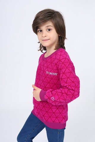 Toontoy Unisex Çocuk Nakışlı Sweatshirt Mürdüm