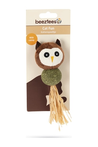 Beeztees Kedi Oyuncağı, Peluş Baykuş Ve Kediotu Topu, 16cm