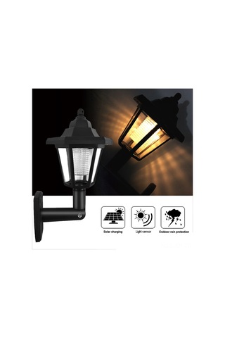 Xiyyadms Güneş Enerjili Led Duvar Lambası, Otomatik Işık Sensörlü Altıgen Tipi, Islak Ortam Uygun, Sıcak Beyaz Işık, 1 Adet Sıcak Beyaz