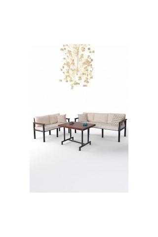 Neokas Metal Bahçe Takımı, Balkon Seti, Kafe Koltuğu, Bekleme Alanı Koltuğu, 2 + 3 + M Antrasit