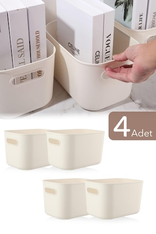 Meleni Home 4'lü Organizer Kutu Seti - 4 Lt Çok Amaçlı Düzenleyici - Dekoratif Saklama Kutusu