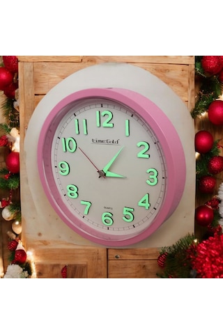 Fosforlu 3d Kabartma Rakam Kız Çocuk Odası Mini Duvar Saati 22 Cm Pembe