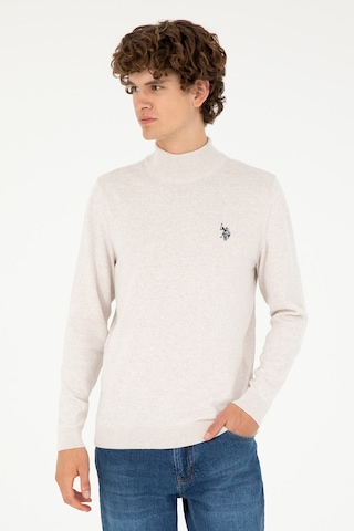 U.S. Polo Assn. Erkek Slim Fit Yarım Boğazlı Taş Melanj Basic Kazak 50293499-VR225