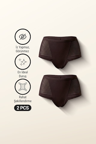 Auw Kadın Mikro Tüllü Toparlayıcı Brazilian Külot 2'li - Easyshape Bitter