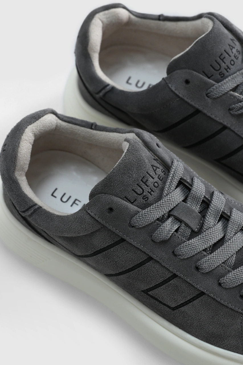 Lufian Frank Erkek Deri Sneaker Ayakkabı Koyu Gri Koyu Gri 112230225100160 Koyu Gri