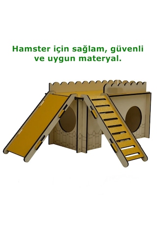 Merdivenli Kaydıraklı Oyun Alanı Hamster Oyuncağı Yuvası 20x10x11 Cm-renk Turuncu