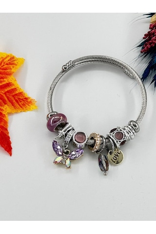 Bhs Life Kadın Charmlı K Harfi & Kelebek Çelik Bileklik