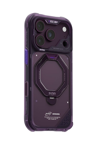 Apple iPhone 18 Pro Max Uyumlu Kılıf M-safe Şarj Özellikli Standlı Skinarma Saturn Kapak Bordo