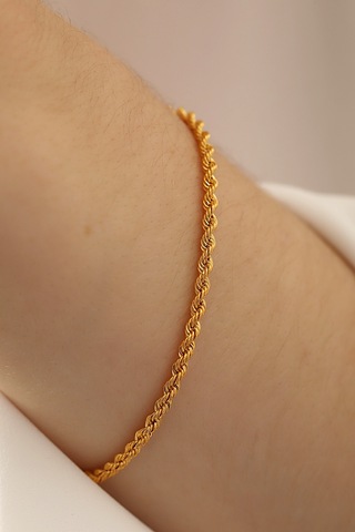 Miletkuyumculuk 14 Ayar Altın Halat Zincir Bileklik Sarı Altın