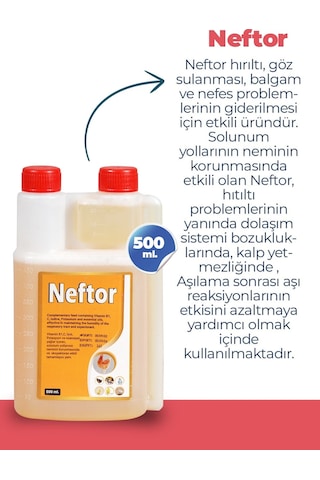 Neftor Kuşlar Için Hırıltı Nefes Ve Solunum Ürünü 500 Ml Orjinal