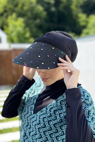 Remsa Taşlı Vizör Hasır Şapka Güneş Koruyucu Siperlik Rş-100 Siyah Siyah