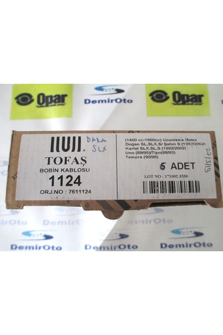 7611124 Bobin Kablosu 1,4/1,6 Doğan Slx-Kartal Slx-Şahin UNUVAR