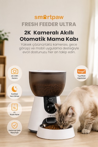 Smartpaw Fresh Feeder Ultra Kameralı Akıllı Otomatik Mama Kabı Distribütör Garantili