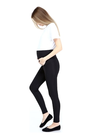 Luvmabelly Myrb8060 Termal İçi Şardonlu Sıcak Tutan Beli Ayarlanabilir Hamile Tayt-siyah