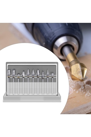 Yihemaoyi 10 Parça Karbür Freze Seti Tungsten Çelik Tek-kesim