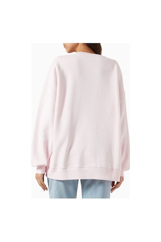 Rotate Birger Christensen Heavy Organik Kot Pembe, Oversize Baskılı Kadın Sweatshirt Açık Pembe
