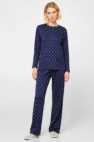 Benerly Kadın Bisiklet Yaka Standart Kol Pijama Takımı Boru Paça Fonksiyo lacivert