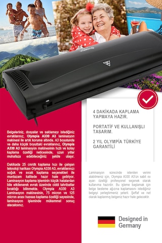 Olympia A330 A3 Laminasyon Makinesi + 15 PVC Filmi