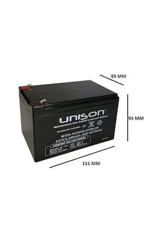Çocuk Oyuncak Araba Aküsü Unison (Pili Bataryası) 12 Volt(V) 12 A