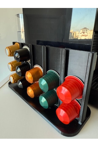 Kapsül Kahve Tutucu Dekoratif Standı 30 Kapasiteli Nespresso Uyumlu Siyah