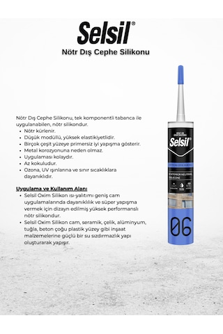 Selsil Nötr Dış Cephe Silikonu Siyah 300 Ml. Siyah