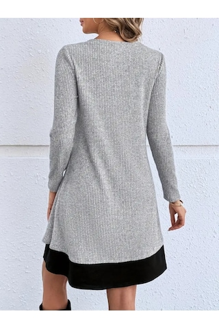 Ge Ticaret Kadın Uzun Kollu Önü Tokalı Şardonlu Kaşkorse Iç Kısmı Viskon Midi Elbise Ikili Takım Siyah