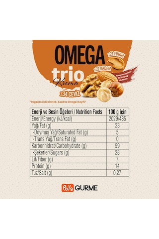 Pol's Gurme Omega Trio Kuruyemiş Kreması Sade 210 Gr