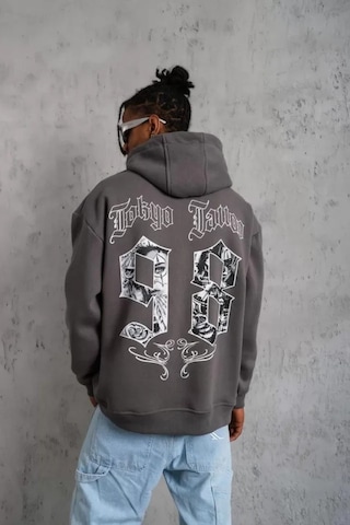 Veraura Lifestyle Erkek 98 Baskılı Kapşonlu Sweat - Gri