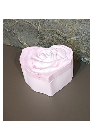 El Yapımı Mermer Desenli & Gül Kapaklı Kalp Kutu .