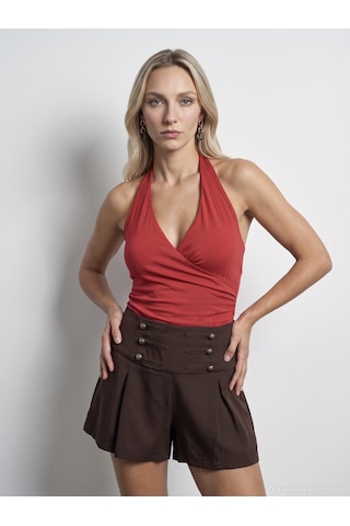 Dilvin 21268 Halter Top-kırmızı